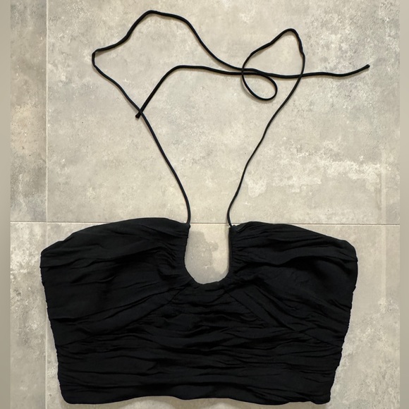 Zara Black Cropped Halter Top XL - Picture 4 of 8